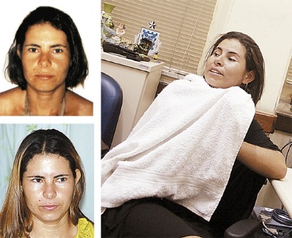Seja loira ou morena, Valdete Costa de Oliveira ri na delegacia e diz que não sabe ao certo nem a própria idade (Foto: Reprodução)