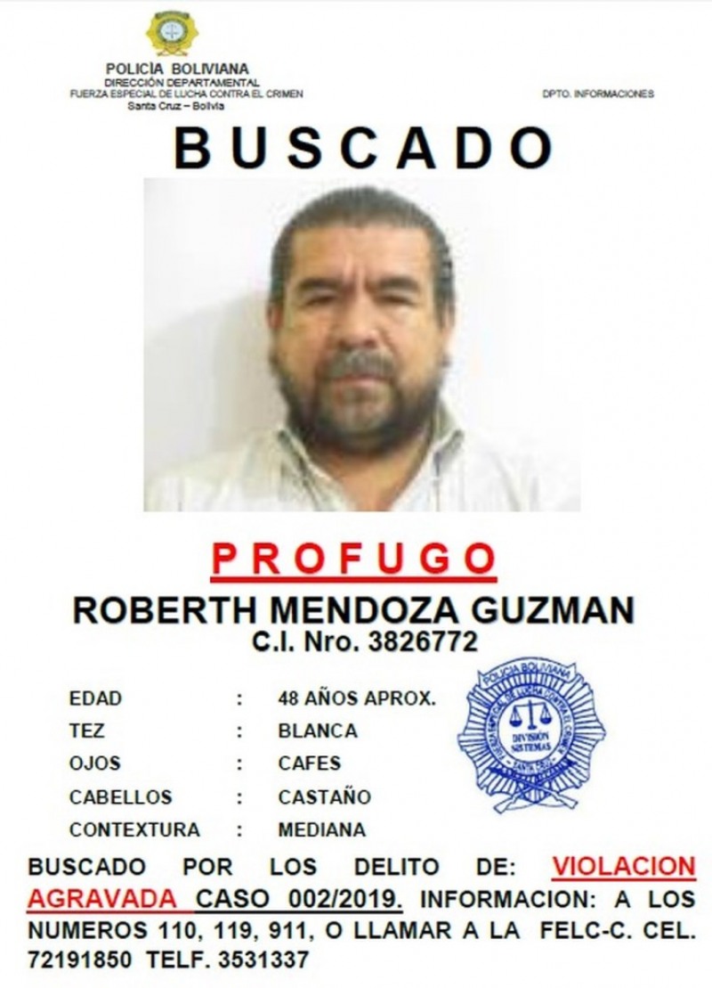 Roberth Mendoza Guzman era procurado pela polícia boliviana desde 2018 (Foto: Divulgação/Polícia boliviana)