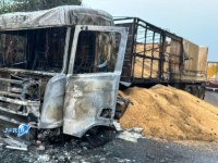Carreta é destruída por incêndio na BR 364, próximo a entrada de Tarilândia em Rondônia-VÍDEO - Foto: Reprodução