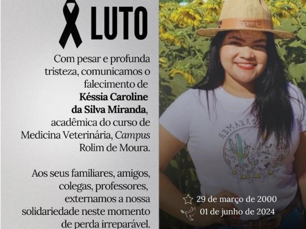 Nota de Pesar – Késsia Caroline da Silva Miranda acadêmica da UNIR