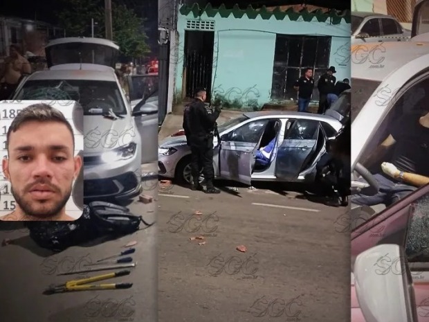 Criminosos chegaram ao local em um carro roubado e com placa clonada (Foto: Reprodução)