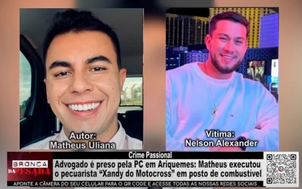 Advogado é preso pela PC em Ariquemes Matheus executou o pecuarista “Xandy” em posto de combustível