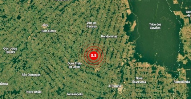 Terremoto de magnitude 3,5 é registrado em Rondônia