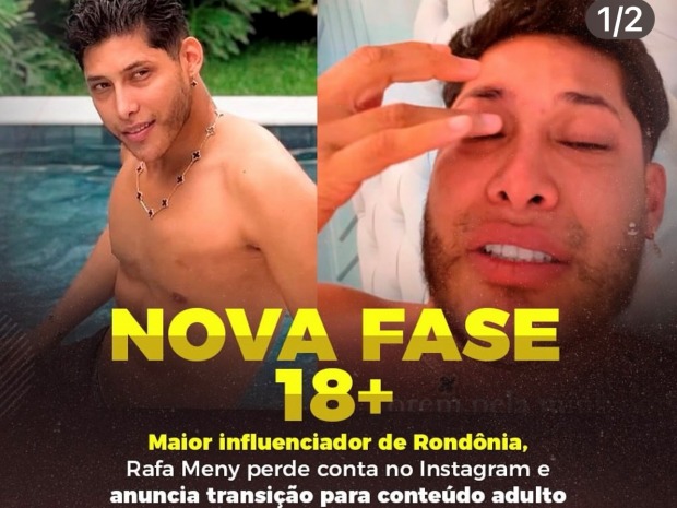 Influenciador de Rondônia Rafa Meny perde conta no Instagram e anuncia Conteúdo Adulto-VÍDEO