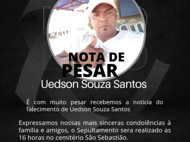 Nota de pesar pelo falecimento de Uedson Souza, da família restaurante Boi na Brasa de Ariquemes