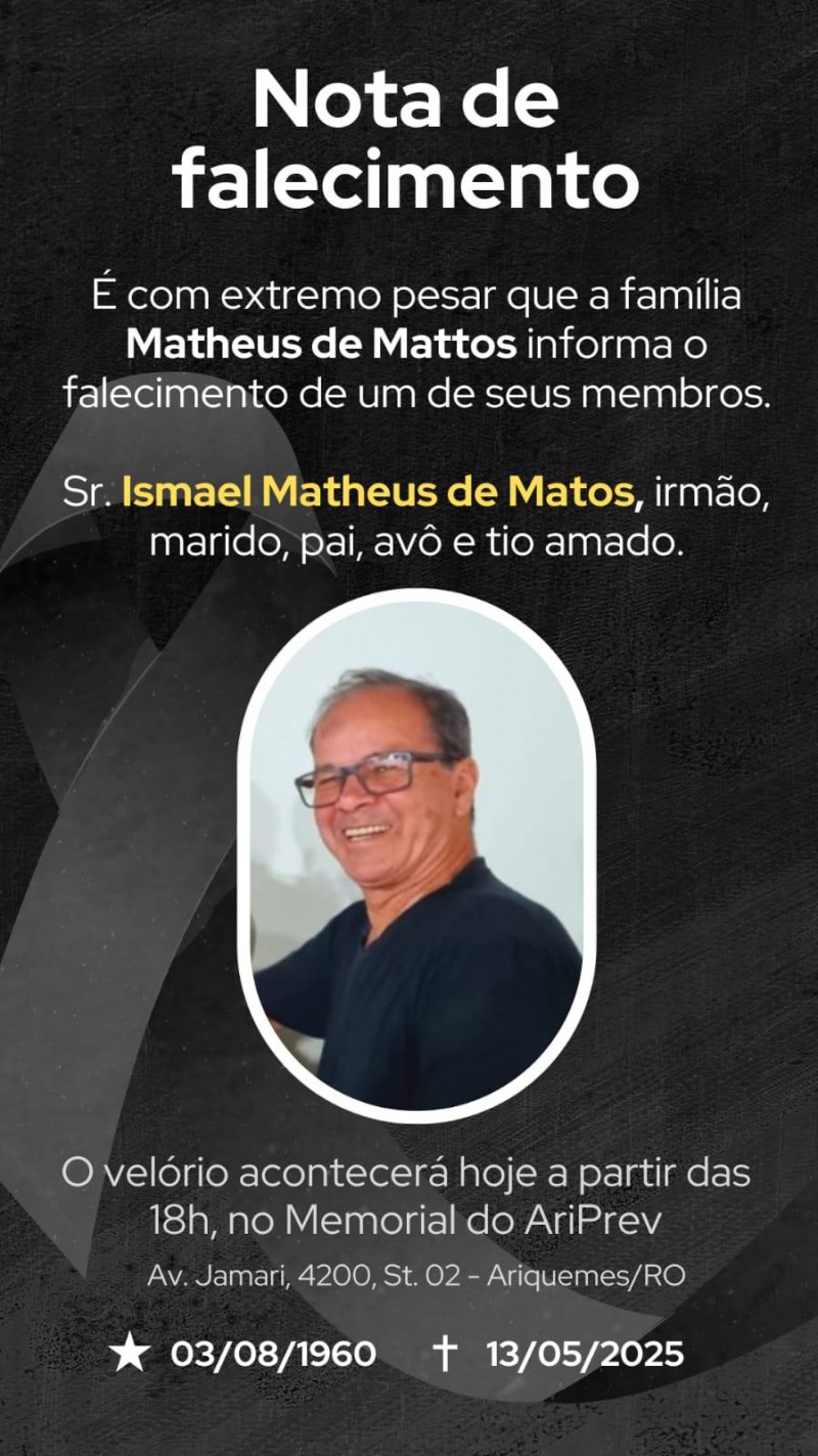 Nota de falecimento (Foto: Reprodução)