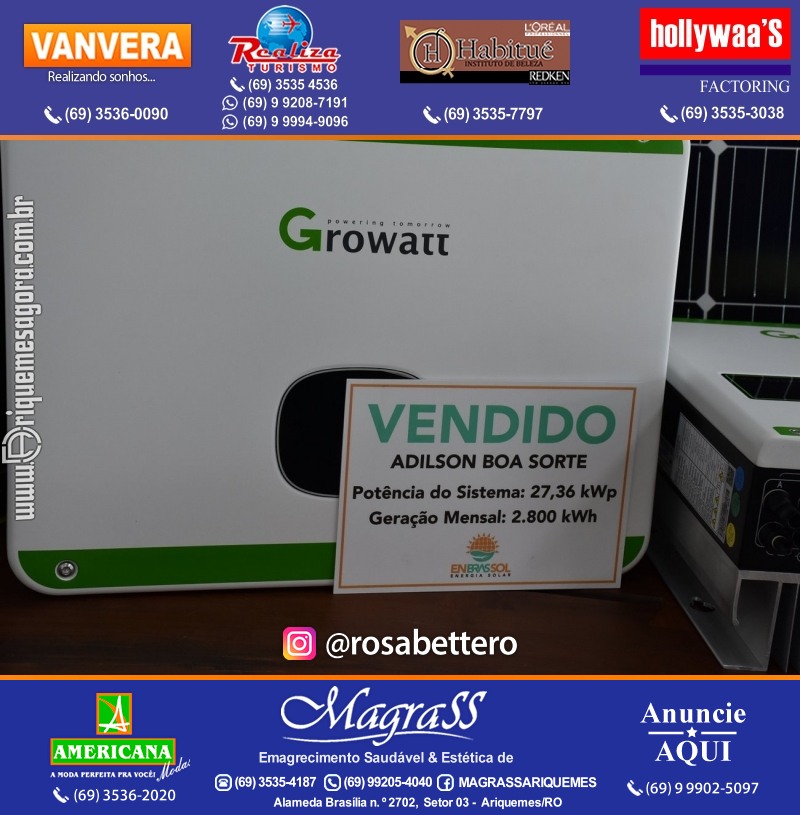 Inauguração da ENBRASSOL ENERGIA SOLAR em Ariquemes Rondônia na Av. Canaã