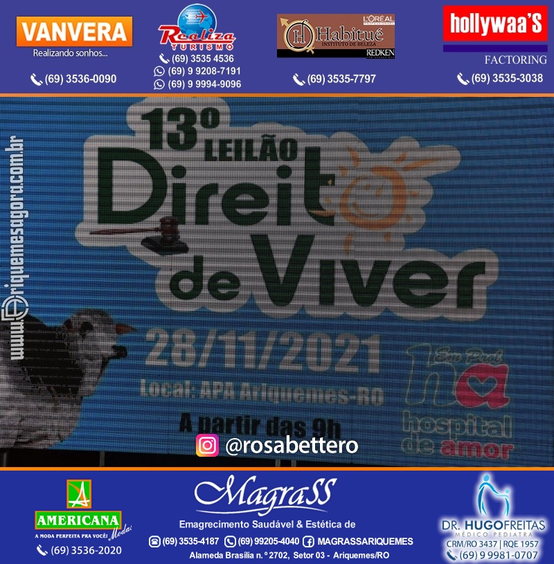 Lançamento 13º Leilão Direito de Viver com Café da Manhã em Ariquemes Rondônia