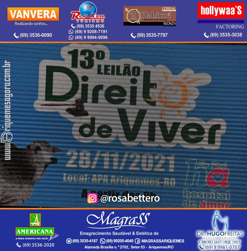 Lançamento 13º Leilão Direito de Viver com Café da Manhã em Ariquemes Rondônia