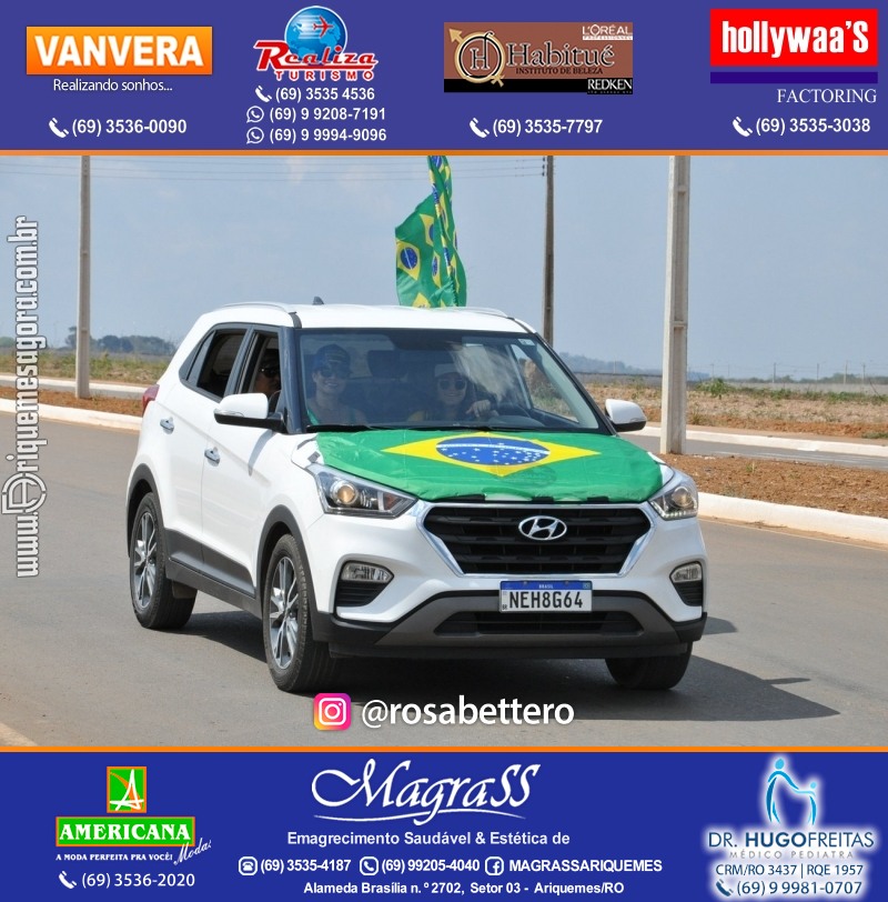 Carreata & Motociata dia 7 de setembro em homenagem ao Brasil e apoio ao Presidente - Ariquemes-RO