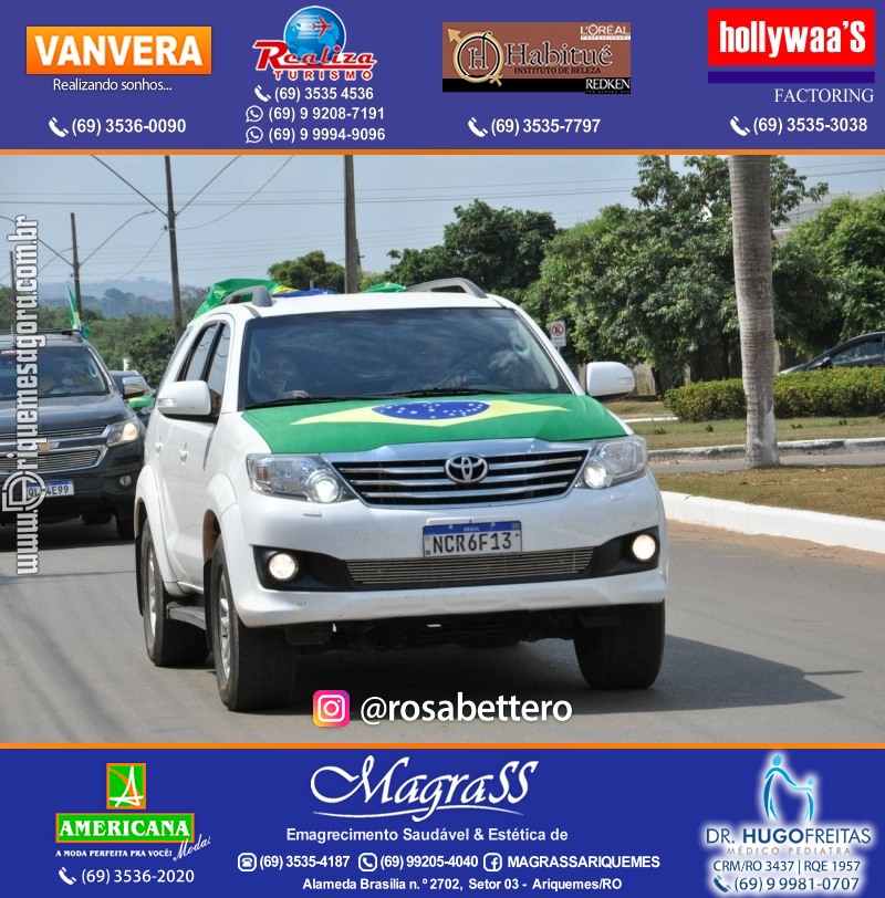 Carreata & Motociata dia 7 de setembro em homenagem ao Brasil e apoio ao Presidente - Ariquemes-RO