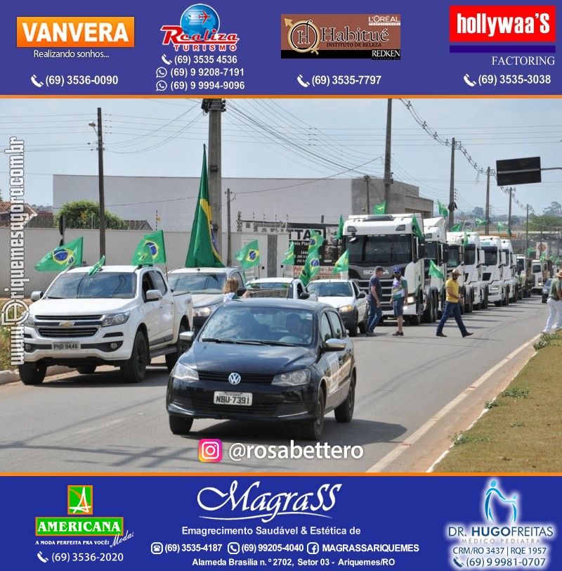 Carreata & Motociata dia 7 de setembro em homenagem ao Brasil e apoio ao Presidente - Ariquemes-RO