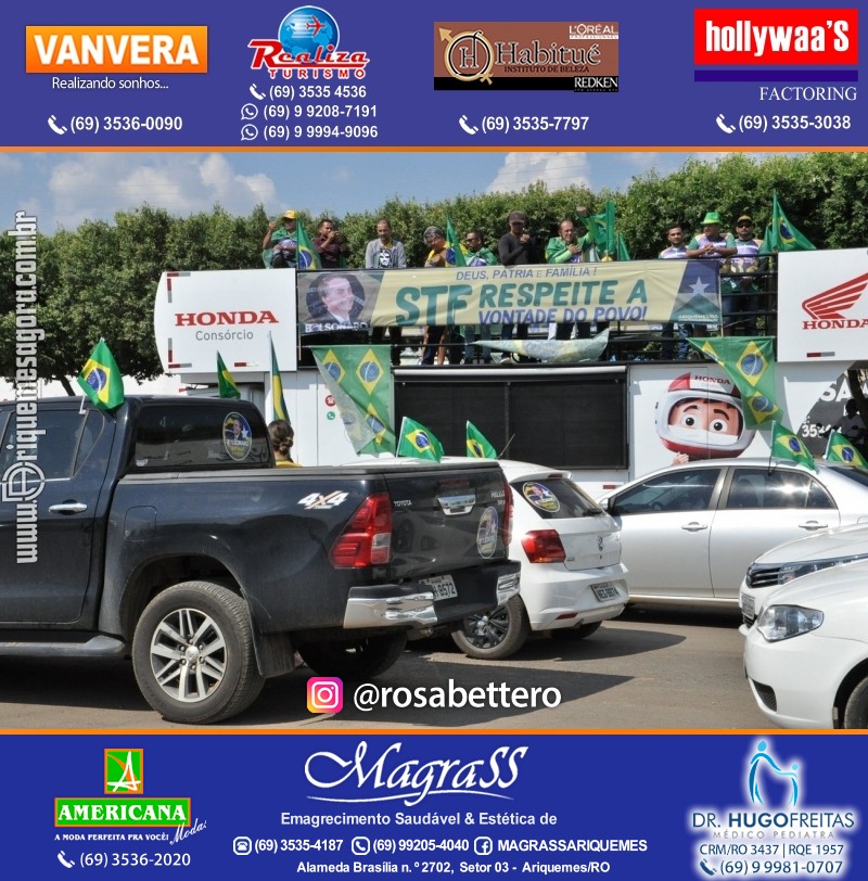 Carreata & Motociata dia 7 de setembro em homenagem ao Brasil e apoio ao Presidente - Ariquemes-RO