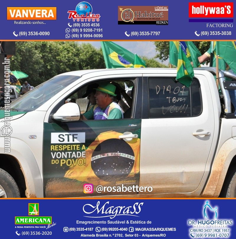 Carreata & Motociata dia 7 de setembro em homenagem ao Brasil e apoio ao Presidente - Ariquemes-RO