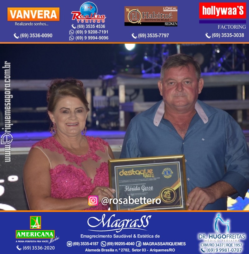 DESTAQUE 2021 - 25º PRÊMIO LEÃO - Realização Lions Clube Ariquemes Canaã Galera & Homenageados