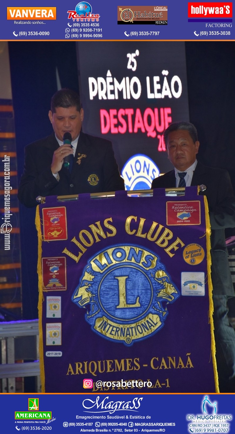 DESTAQUE 2021 - 25º PRÊMIO LEÃO - Realização Lions Clube Ariquemes Canaã Galera & Homenageados