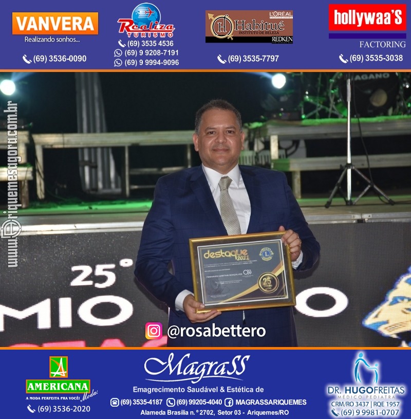 DESTAQUE 2021 - 25º PRÊMIO LEÃO - Realização Lions Clube Ariquemes Canaã Galera & Homenageados