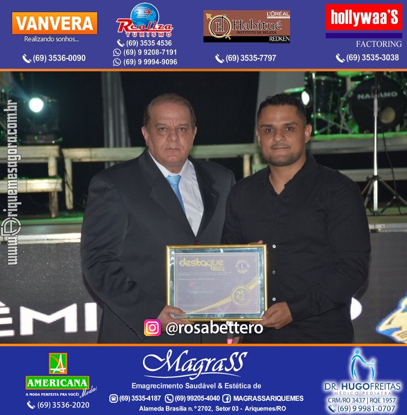 DESTAQUE 2021 - 25º PRÊMIO LEÃO - Realização Lions Clube Ariquemes Canaã Galera & Homenageados