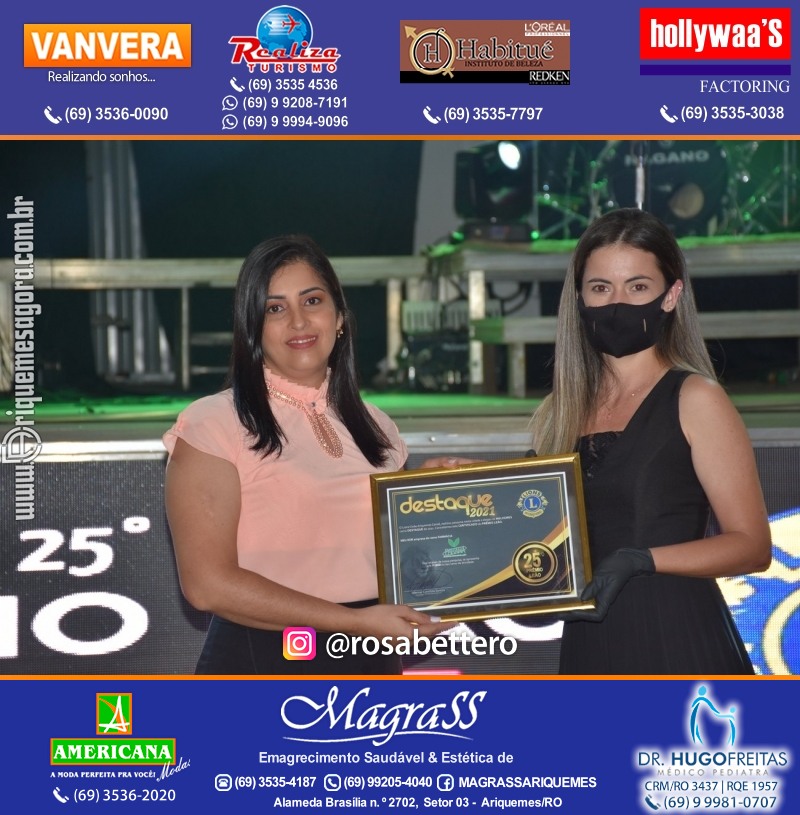 DESTAQUE 2021 - 25º PRÊMIO LEÃO - Realização Lions Clube Ariquemes Canaã Galera & Homenageados