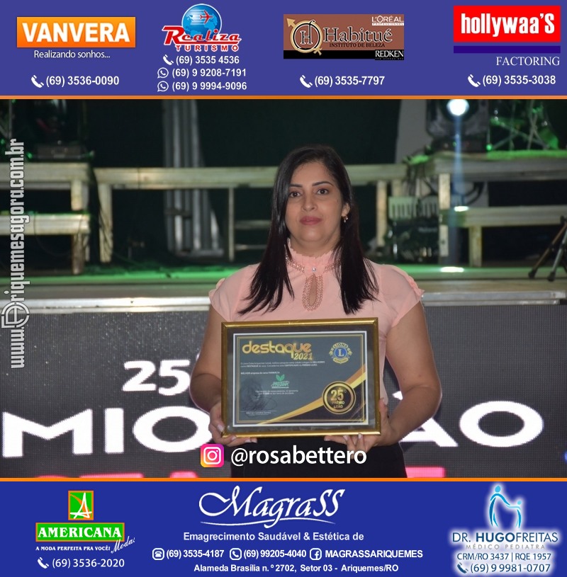 DESTAQUE 2021 - 25º PRÊMIO LEÃO - Realização Lions Clube Ariquemes Canaã Galera & Homenageados