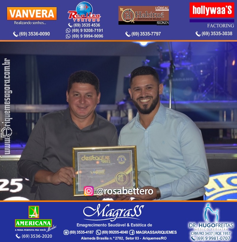 DESTAQUE 2021 - 25º PRÊMIO LEÃO - Realização Lions Clube Ariquemes Canaã Galera & Homenageados