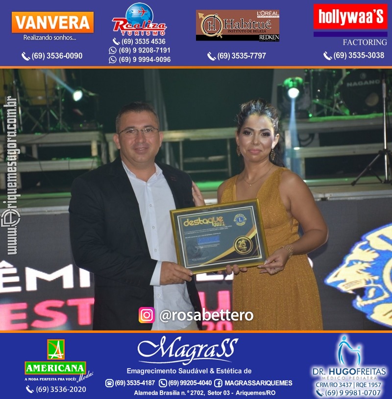 DESTAQUE 2021 - 25º PRÊMIO LEÃO - Realização Lions Clube Ariquemes Canaã Galera & Homenageados