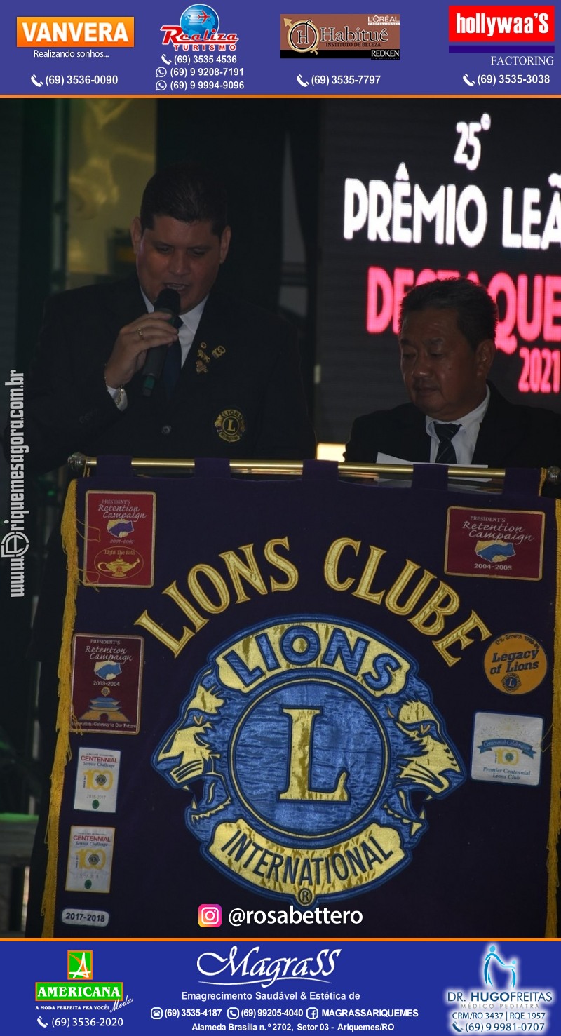 DESTAQUE 2021 - 25º PRÊMIO LEÃO - Realização Lions Clube Ariquemes Canaã Galera & Homenageados