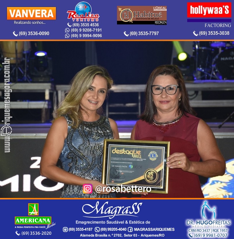 DESTAQUE 2021 - 25º PRÊMIO LEÃO - Realização Lions Clube Ariquemes Canaã Galera & Homenageados