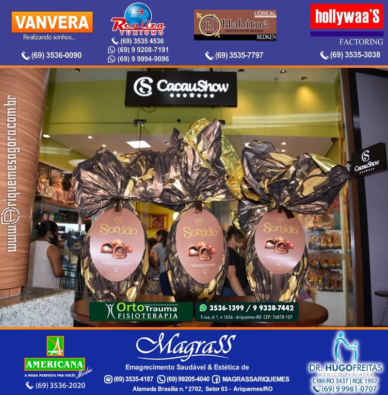Sorteio de 03 ovos Gigante de Páscoa Cacau Show 7kg em Prol AMAAR e Hospital do Amor em Ariquemes