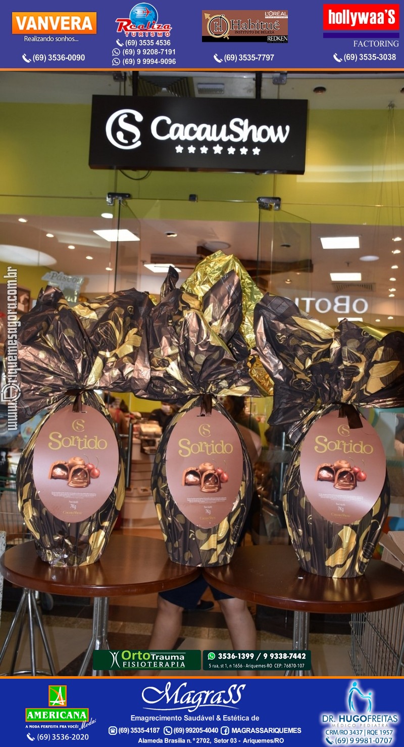 Sorteio de 03 ovos Gigante de Páscoa Cacau Show 7kg em Prol AMAAR e Hospital do Amor em Ariquemes