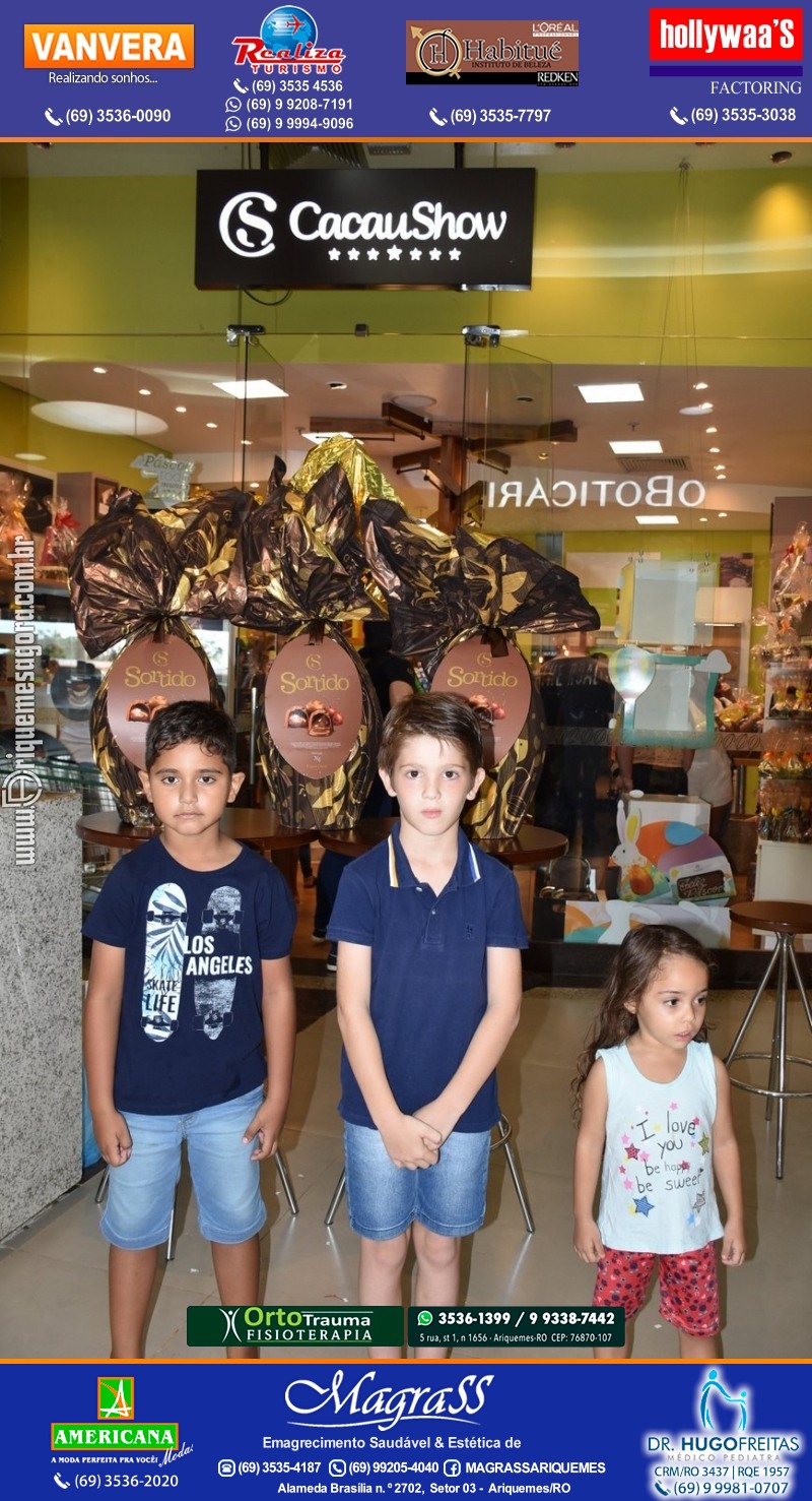 Sorteio de 03 ovos Gigante de Páscoa Cacau Show 7kg em Prol AMAAR e Hospital do Amor em Ariquemes