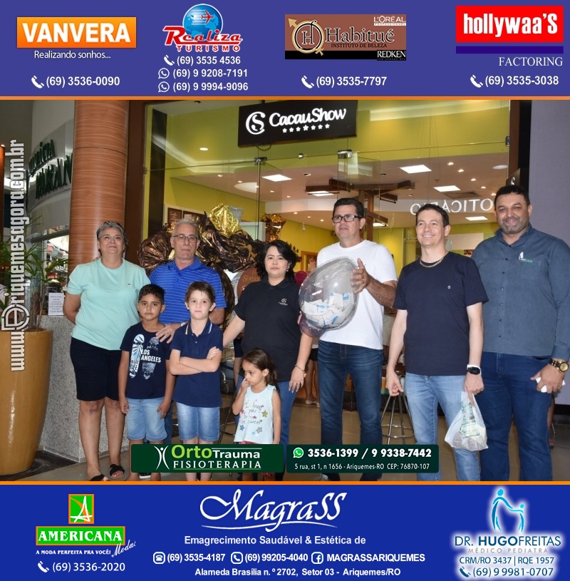 Sorteio de 03 ovos Gigante de Páscoa Cacau Show 7kg em Prol AMAAR e Hospital do Amor em Ariquemes