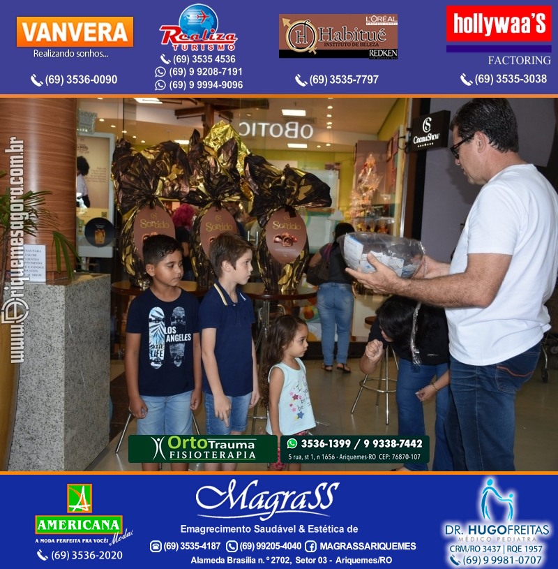 Sorteio de 03 ovos Gigante de Páscoa Cacau Show 7kg em Prol AMAAR e Hospital do Amor em Ariquemes
