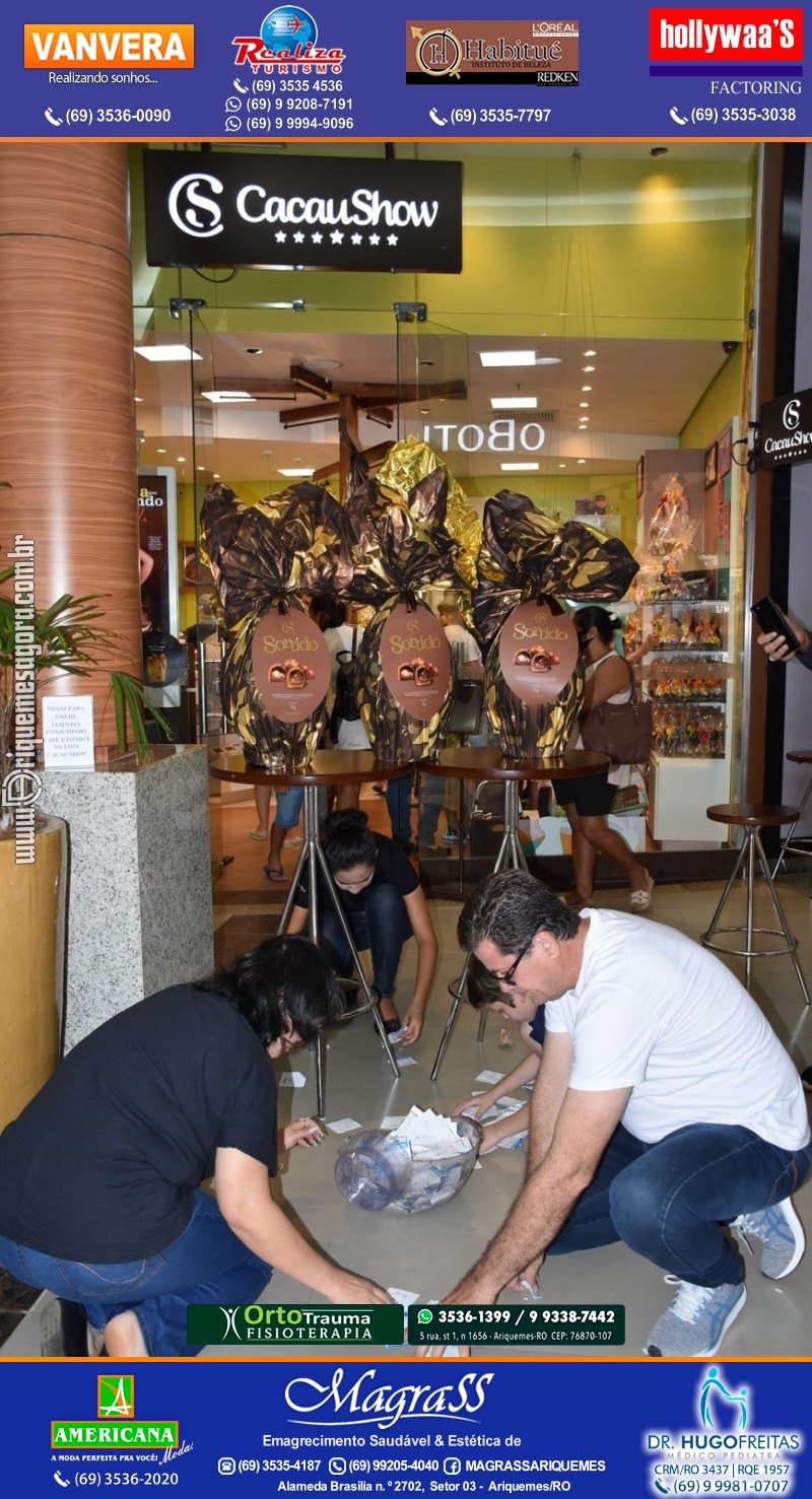 Sorteio de 03 ovos Gigante de Páscoa Cacau Show 7kg em Prol AMAAR e Hospital do Amor em Ariquemes