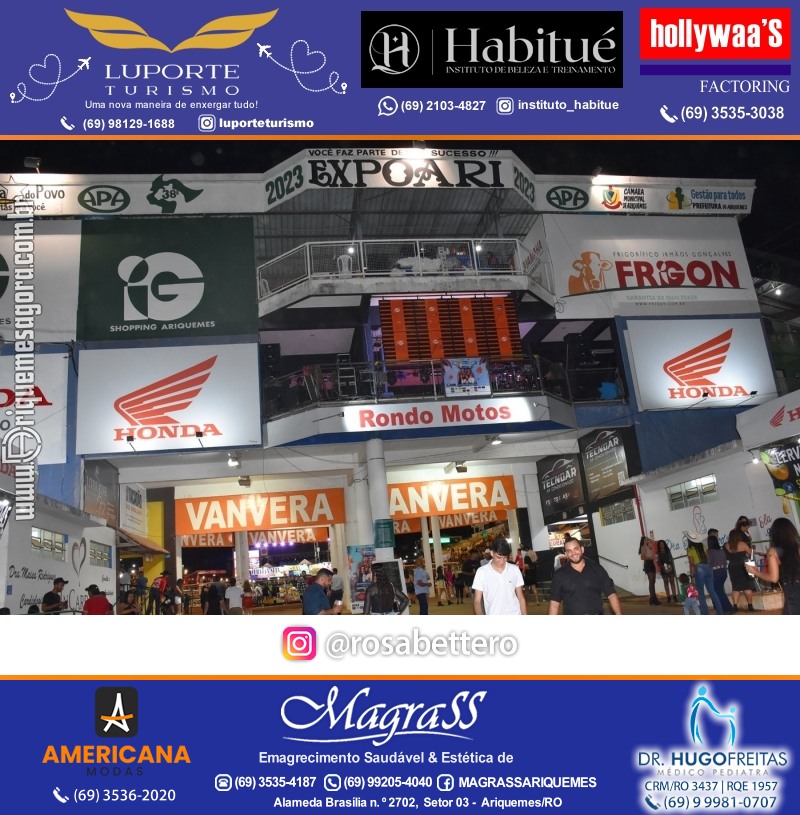 EXPOARI 2023 - Show com Gusttavo Lima & Galera & Stand & Camarote VIP & Camarote V8 na APA em Ariquemes Rondônia