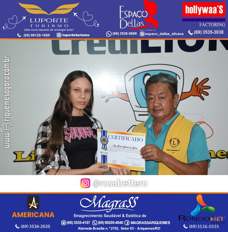Entrega Certificados Curso Cursos Básico e Avançado do Projeto Inclusão Digital do Lions Clube Canaã em Ariquemes RO