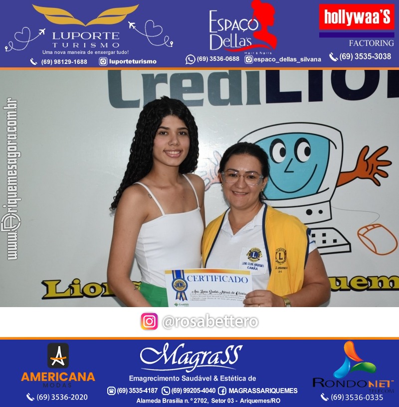 Entrega Certificados Curso Cursos Básico e Avançado do Projeto Inclusão Digital do Lions Clube Canaã em Ariquemes RO