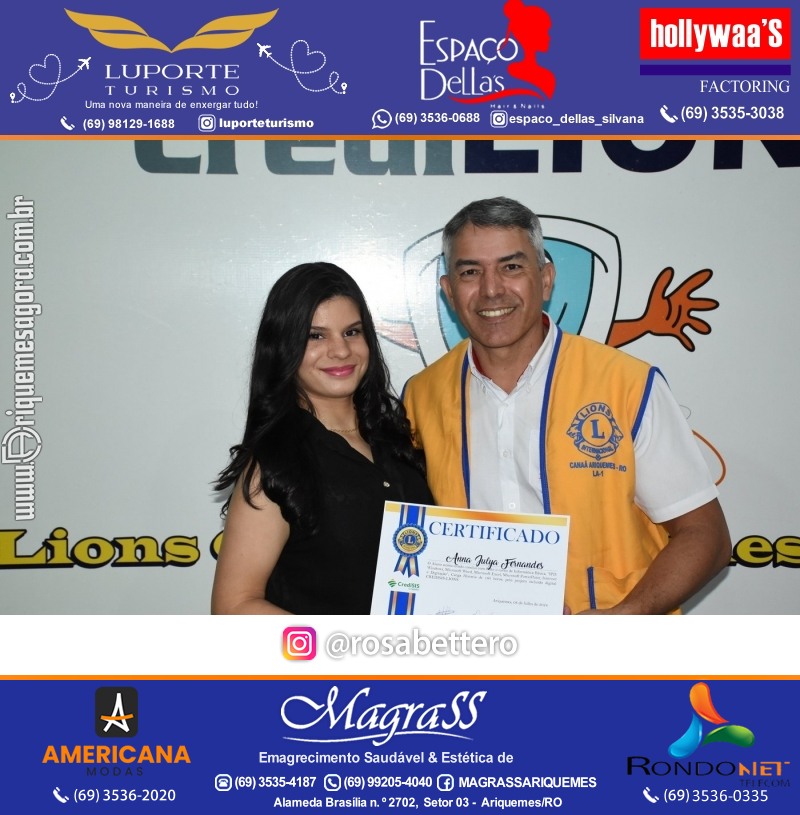 Entrega Certificados Curso Cursos Básico e Avançado do Projeto Inclusão Digital do Lions Clube Canaã em Ariquemes RO