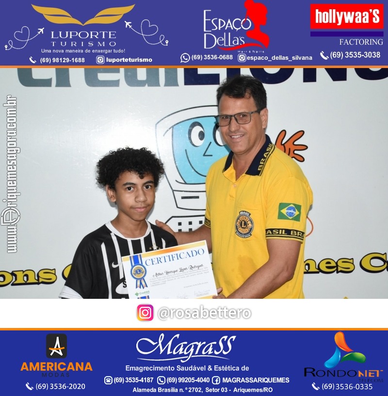 Entrega Certificados Curso Cursos Básico e Avançado do Projeto Inclusão Digital do Lions Clube Canaã em Ariquemes RO