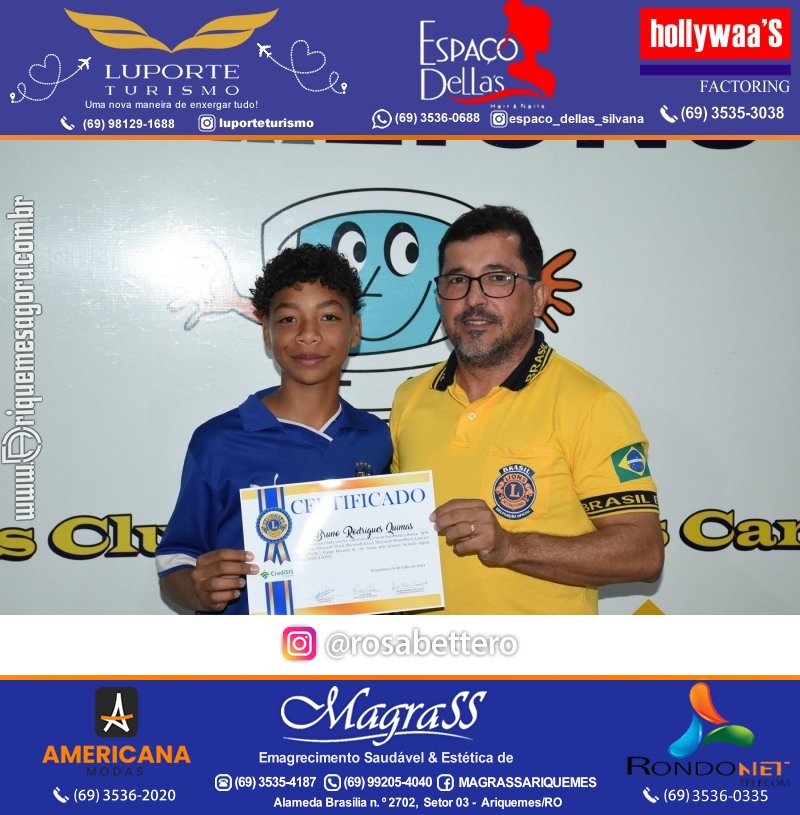 Entrega Certificados Curso Cursos Básico e Avançado do Projeto Inclusão Digital do Lions Clube Canaã em Ariquemes RO