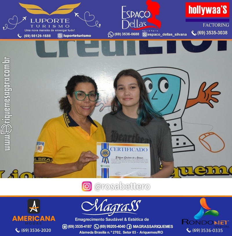 Entrega Certificados Curso Cursos Básico e Avançado do Projeto Inclusão Digital do Lions Clube Canaã em Ariquemes RO