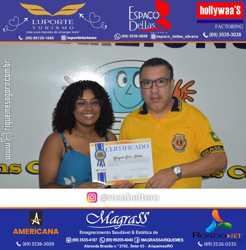 Entrega Certificados Curso Cursos Básico e Avançado do Projeto Inclusão Digital do Lions Clube Canaã em Ariquemes RO