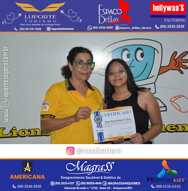 Entrega Certificados Curso Cursos Básico e Avançado do Projeto Inclusão Digital do Lions Clube Canaã em Ariquemes RO