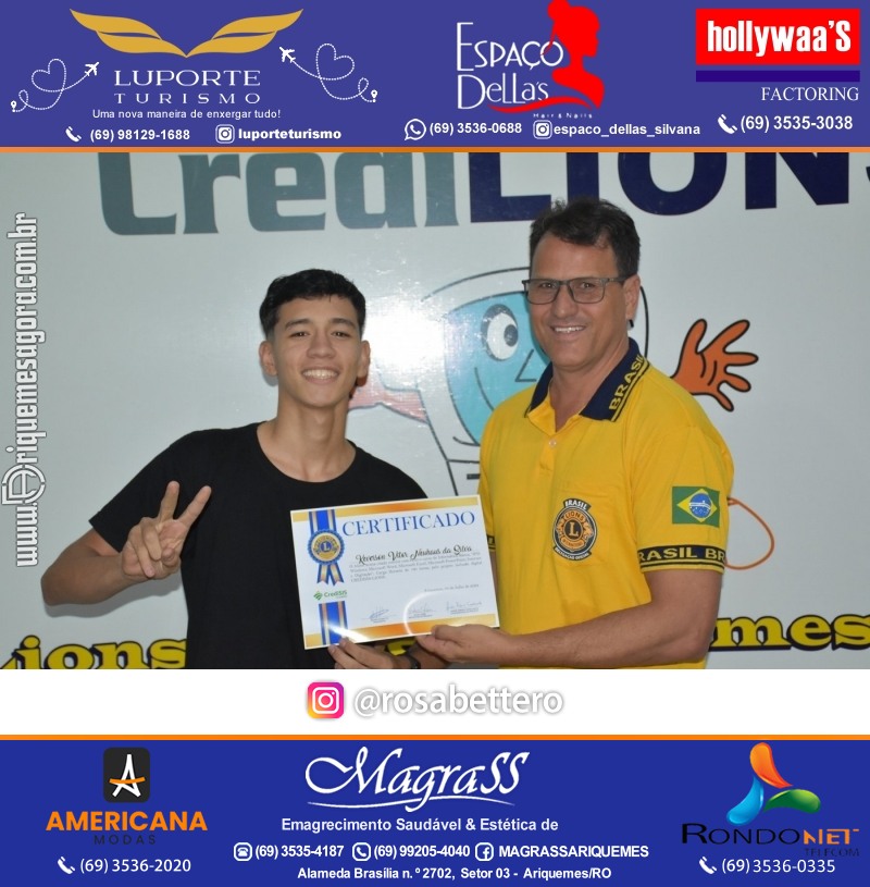 Entrega Certificados Curso Cursos Básico e Avançado do Projeto Inclusão Digital do Lions Clube Canaã em Ariquemes RO