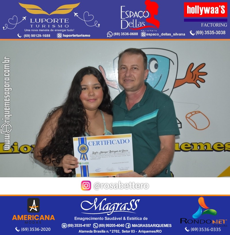 Entrega Certificados Curso Cursos Básico e Avançado do Projeto Inclusão Digital do Lions Clube Canaã em Ariquemes RO