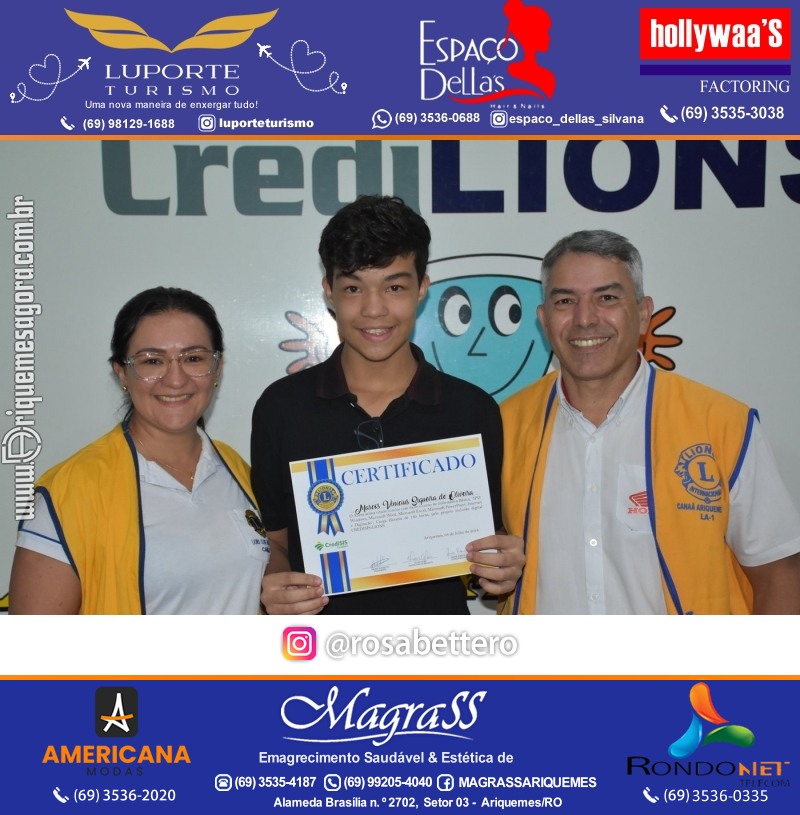 Entrega Certificados Curso Cursos Básico e Avançado do Projeto Inclusão Digital do Lions Clube Canaã em Ariquemes RO