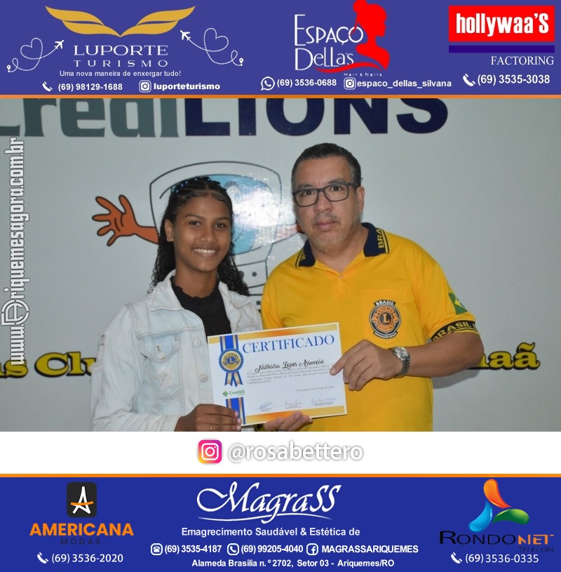 Entrega Certificados Curso Cursos Básico e Avançado do Projeto Inclusão Digital do Lions Clube Canaã em Ariquemes RO