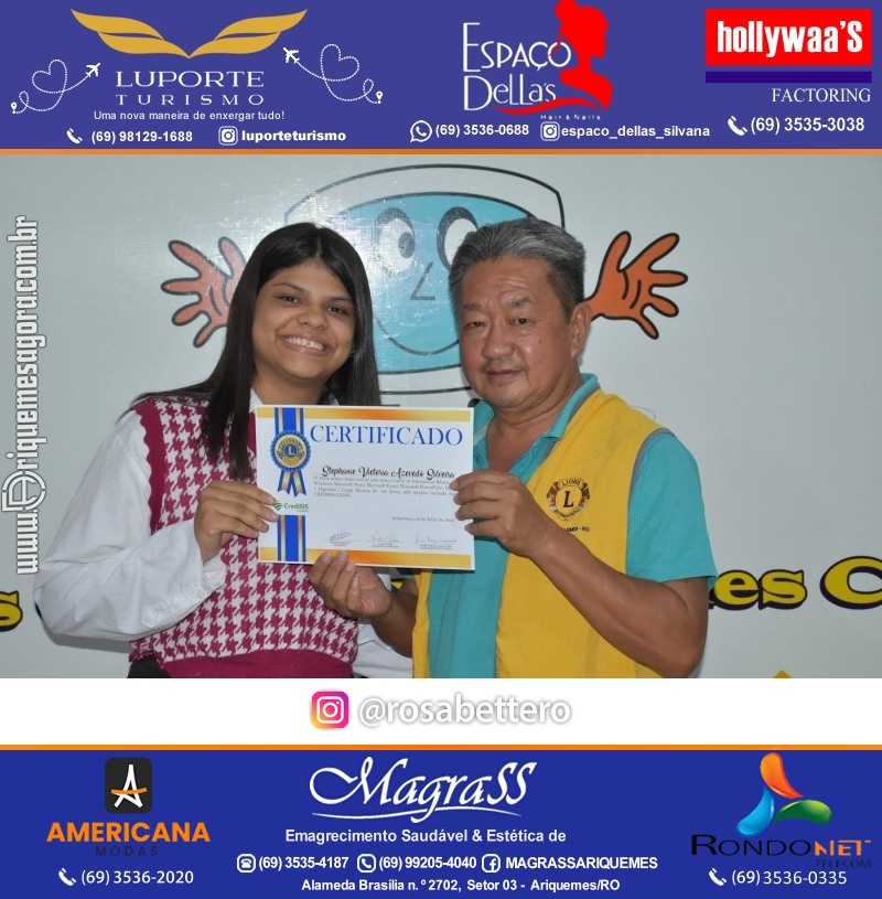 Entrega Certificados Curso Cursos Básico e Avançado do Projeto Inclusão Digital do Lions Clube Canaã em Ariquemes RO