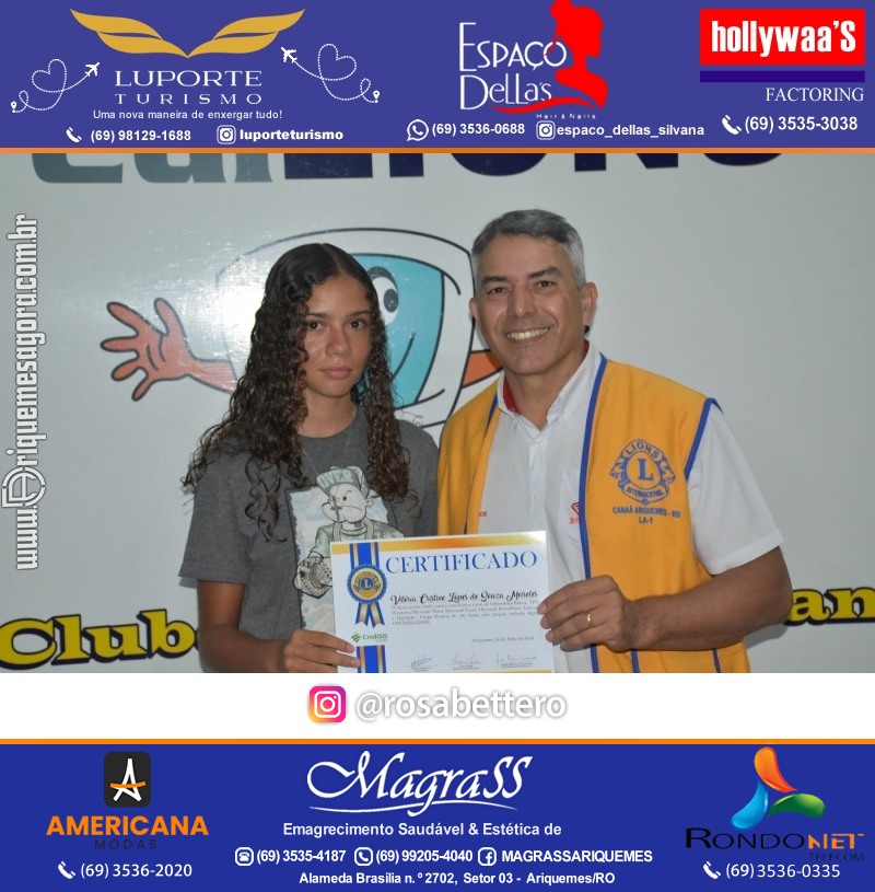 Entrega Certificados Curso Cursos Básico e Avançado do Projeto Inclusão Digital do Lions Clube Canaã em Ariquemes RO