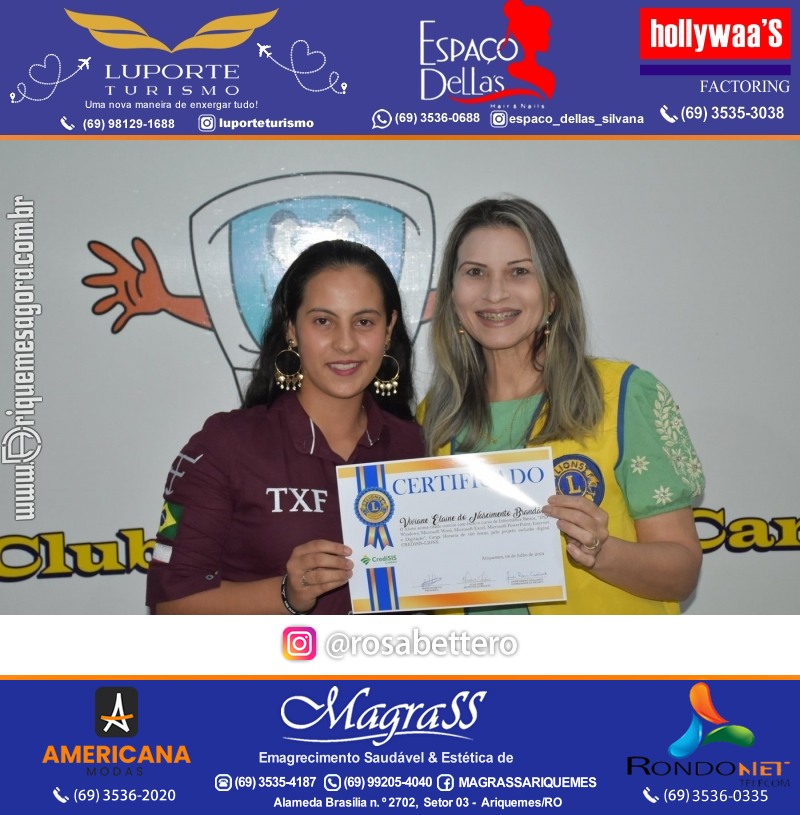 Entrega Certificados Curso Cursos Básico e Avançado do Projeto Inclusão Digital do Lions Clube Canaã em Ariquemes RO